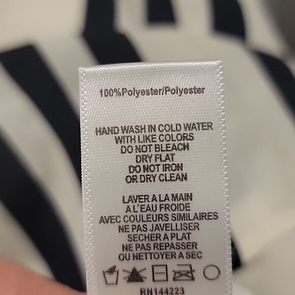 Anthropologie Bishop + Young Ivory Navy Striped High Neck Sleeveless Top Large - Picture 12 of 12